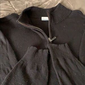 Black Quarter-Zip Columbia Cotton/Wool Sweater